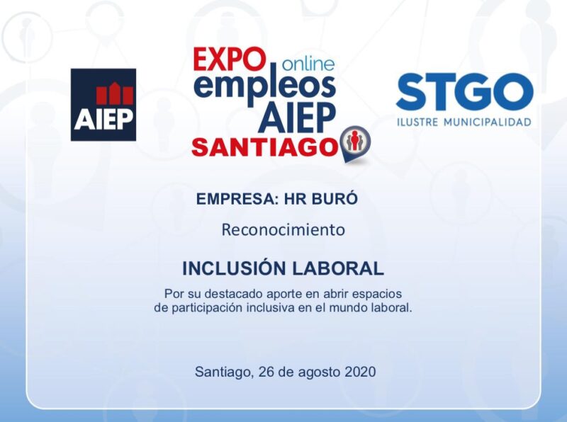 Reconocimiento a HR Burô por su aporte en la inclusión laboral.